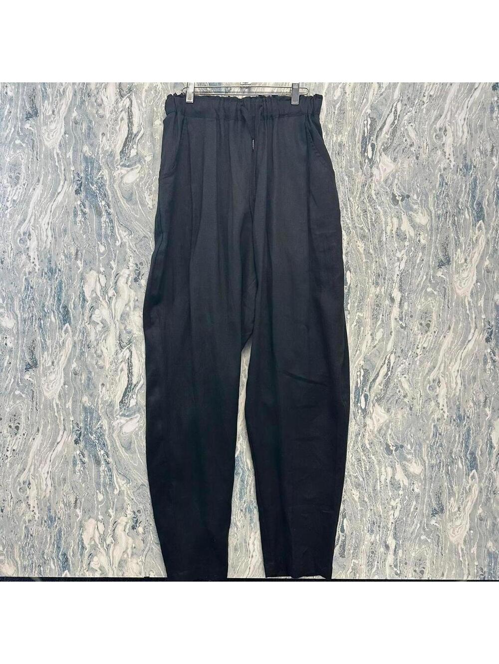 Minimalist Boho Indie Lagenlook Black Wide Leg Comfy Pants (3)